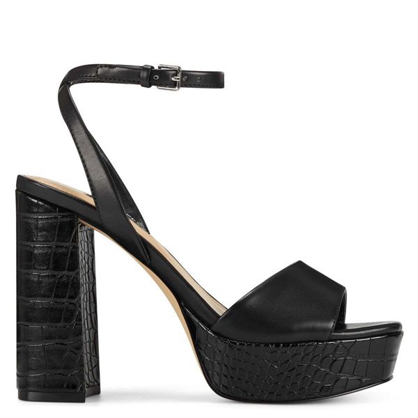 Nine West Zenna Black Platform Sandals | South Africa 27O95-7K37
